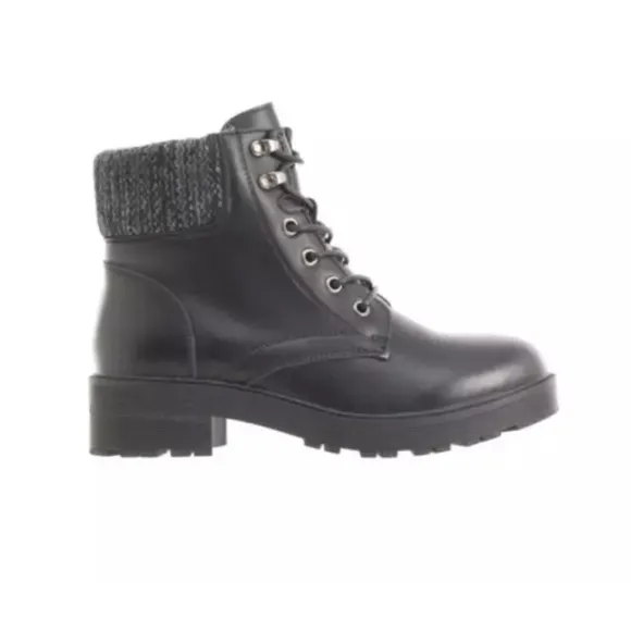 AquaDiva Britt Black Leather Lace-Up Boots  (BBT6)