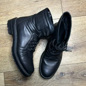Aquatalia Black Lace Up Leather Combat Boots Size 6 1/2
