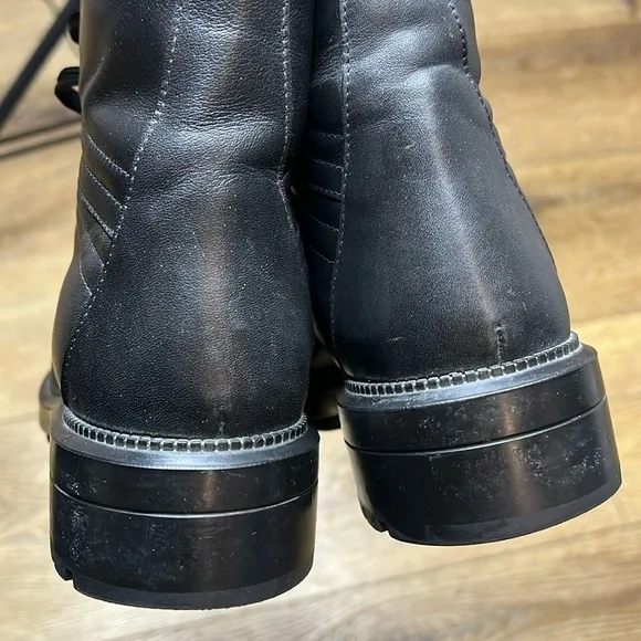 Aquatalia Black Lace Up Leather Combat Boots Size 6 1/2