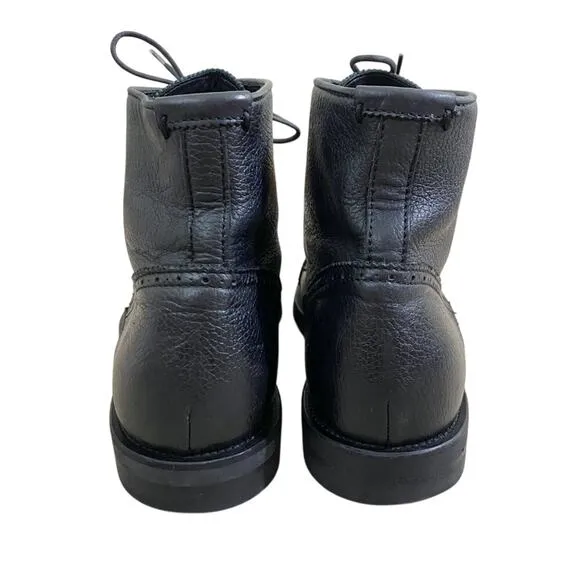 Aquatalia Black Leather Carter Lace Up Boots Men's US Size 11.5 Made in Italy