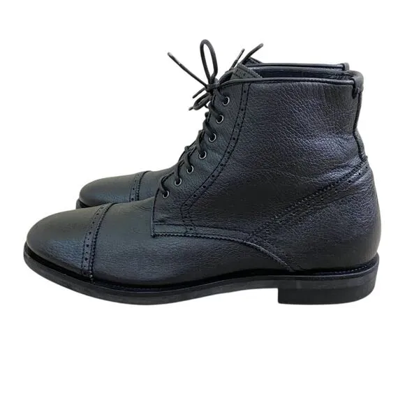 Aquatalia Black Leather Carter Lace Up Boots Men's US Size 11.5 Made in Italy