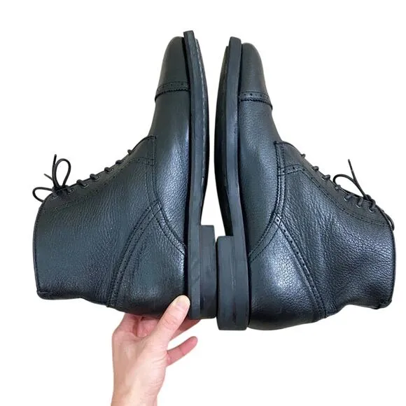 Aquatalia Black Leather Carter Lace Up Boots Men's US Size 11.5 Made in Italy