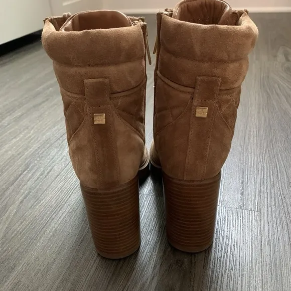 Aquatalia Iole Quilted Suede Lace-Up Booties Women 6.5 Brown Weatherproof Boots