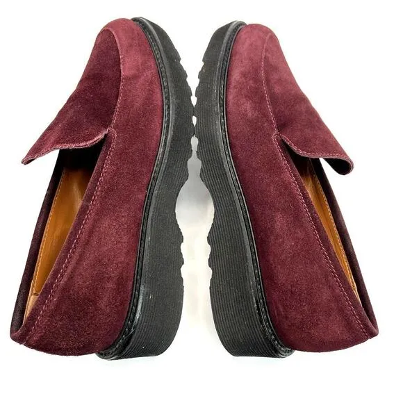 Aquatalia Kelsey Platform Loafers Oxblood Suede Weatherproof Women's 6 Slip On