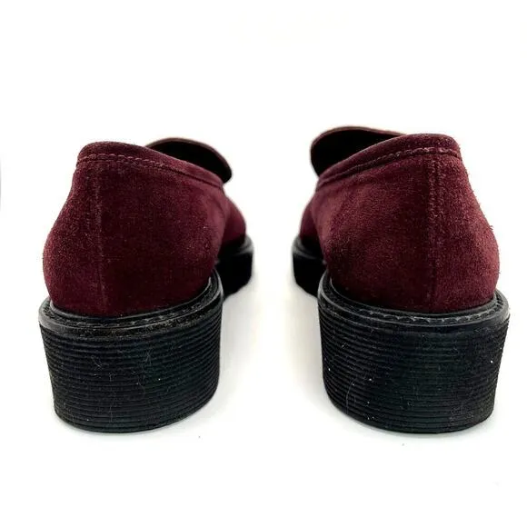 Aquatalia Kelsey Platform Loafers Oxblood Suede Weatherproof Women's 6 Slip On