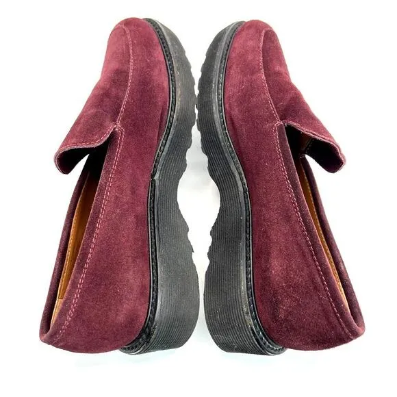 Aquatalia Kelsey Platform Loafers Oxblood Suede Weatherproof Women's 6 Slip On