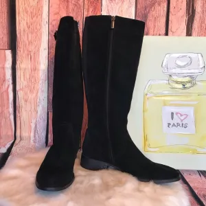 Aquatalia Marvin K. black suede tall boots u.s. Size 10