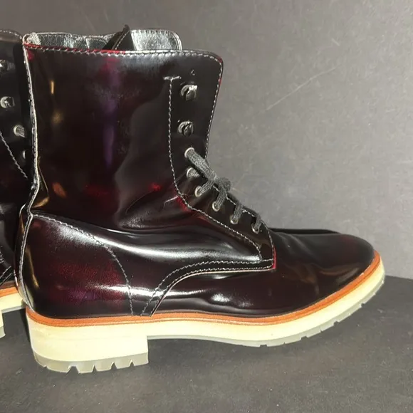 Aquatalia Oxblood Leather Lace Up Ankle Boots