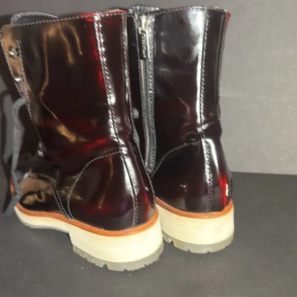 Aquatalia Oxblood Leather Lace Up Ankle Boots