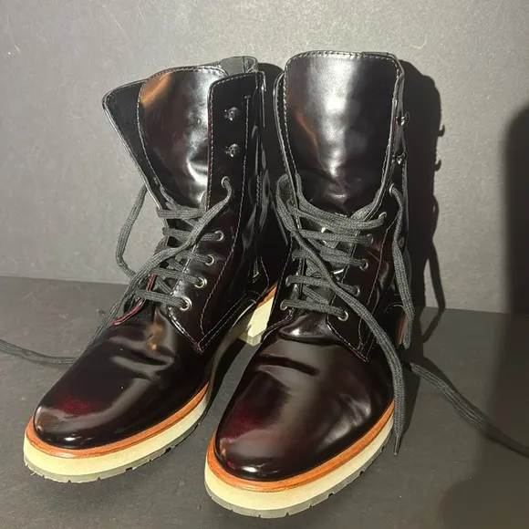 Aquatalia Oxblood Leather Lace Up Ankle Boots