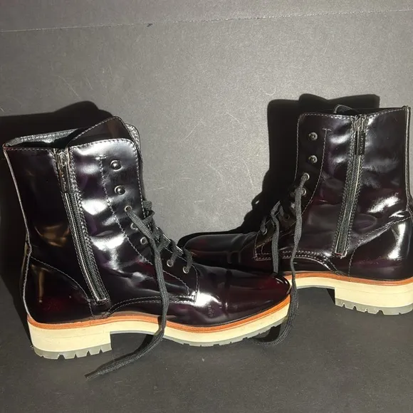 Aquatalia Oxblood Leather Lace Up Ankle Boots