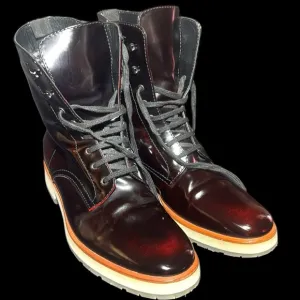 Aquatalia Oxblood Leather Lace Up Ankle Boots