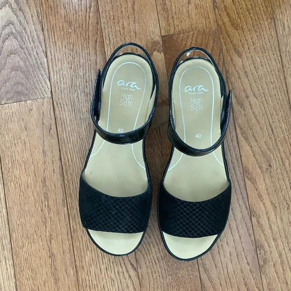 ARA (Comfort Driven) Slingback &amp; Ankle Strap Sandals - BLACK