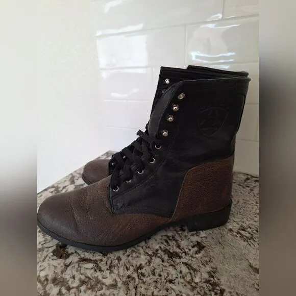 Ariat Advanced Torque lace - up brown black leather boots size 10