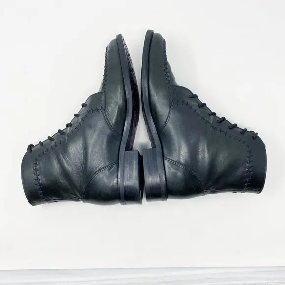Ariat Black Leather Lace Up Boots Women's Size 8 Topstitch Detail Made In Brazil