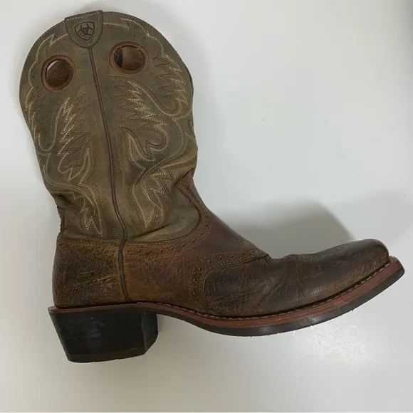 Ariat Heritage Roughstock Western Cowboy Boots Brown Two Tone Size 11EE