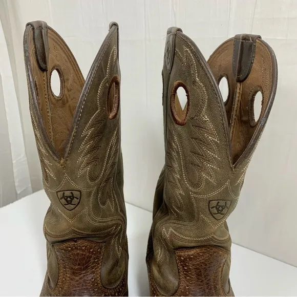 Ariat Heritage Roughstock Western Cowboy Boots Brown Two Tone Size 11EE