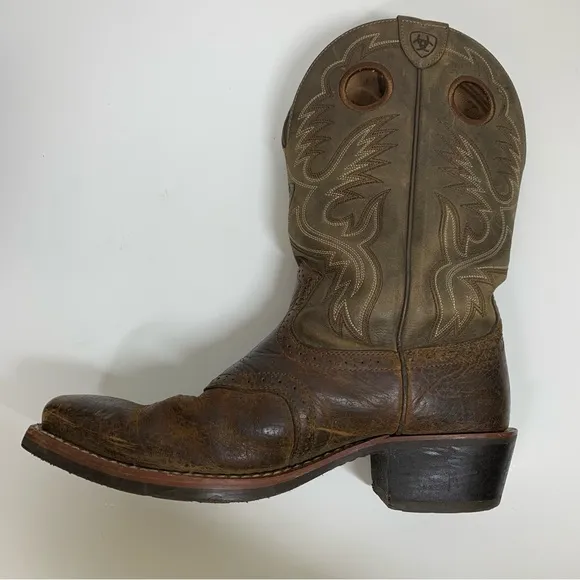 Ariat Heritage Roughstock Western Cowboy Boots Brown Two Tone Size 11EE