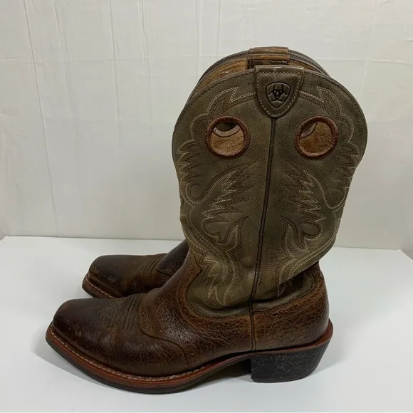 Ariat Heritage Roughstock Western Cowboy Boots Brown Two Tone Size 11EE