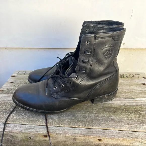 Ariat Lace Up Roper Cowgirl Granny Boots Black 9 1/2 B Ladies