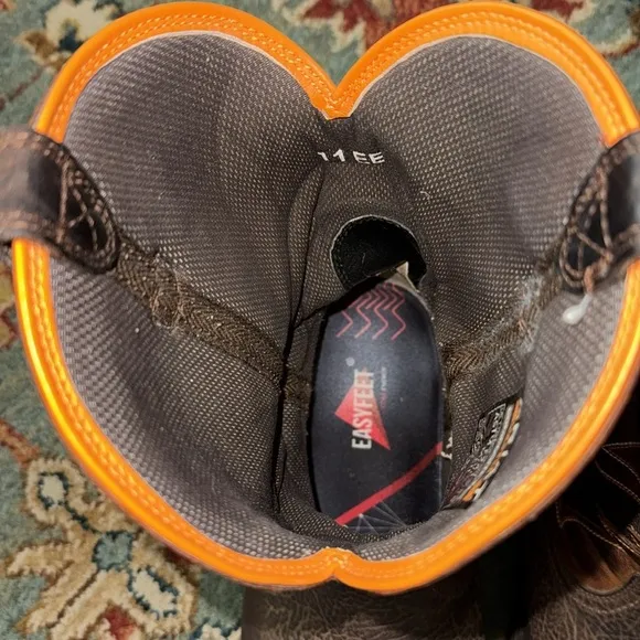 Ariat Leather 11EE Composite Toe Water Oil Resistant Orange Brown Leather Boots
