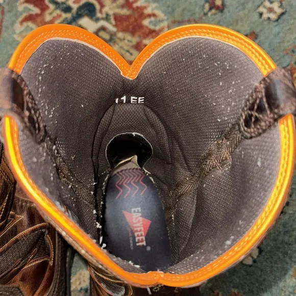 Ariat Leather 11EE Composite Toe Water Oil Resistant Orange Brown Leather Boots