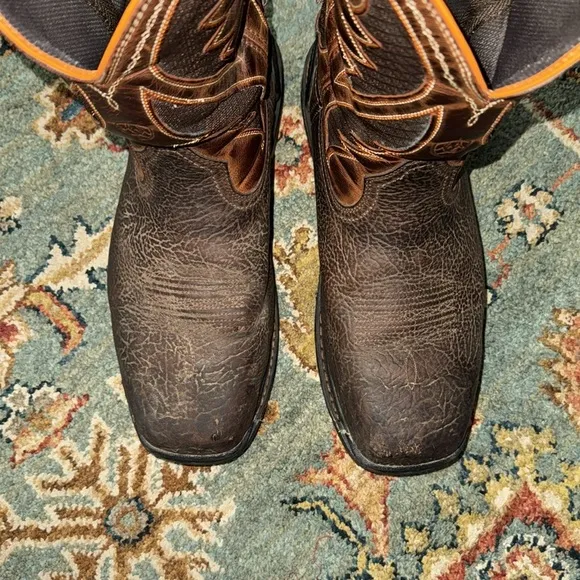 Ariat Leather 11EE Composite Toe Water Oil Resistant Orange Brown Leather Boots