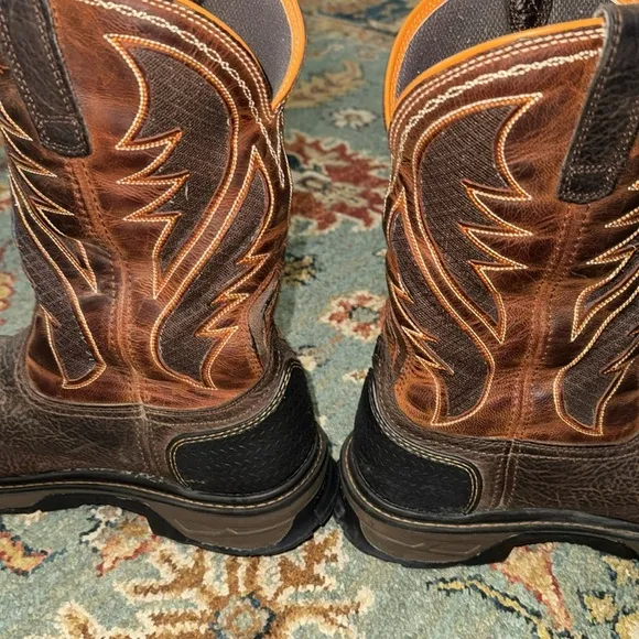 Ariat Leather 11EE Composite Toe Water Oil Resistant Orange Brown Leather Boots