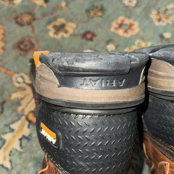 Ariat Leather 11EE Composite Toe Water Oil Resistant Orange Brown Leather Boots