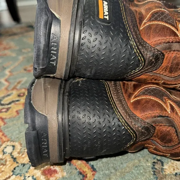 Ariat Leather 11EE Composite Toe Water Oil Resistant Orange Brown Leather Boots