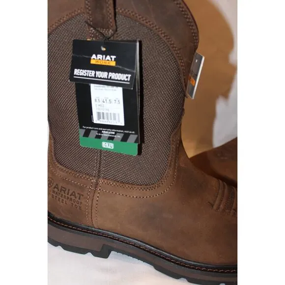 Ariat Men's Groundbreaker Steel Toe Waterproof Leather Work Boots Brown Sz 8.5