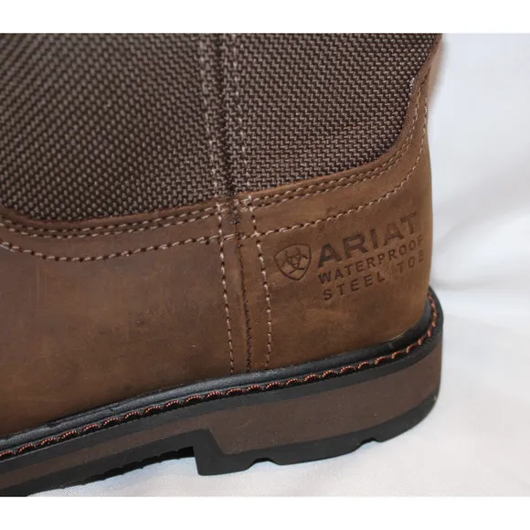 Ariat Men's Groundbreaker Steel Toe Waterproof Leather Work Boots Brown Sz 8.5