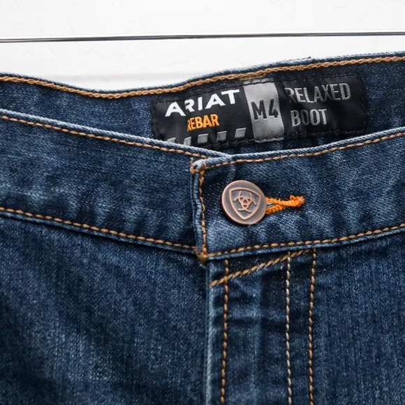 Ariat Rebar Jeans Men's 42x32 Relaxed Boot Cut Workwear Durable Denim
