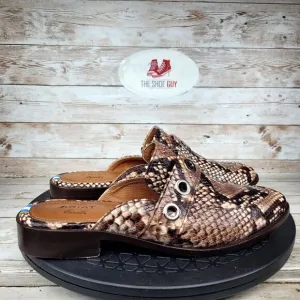 Ariat Two24 Women's Size 7B Brown Mules Slides Leather Snake Pattern Studs Shoes