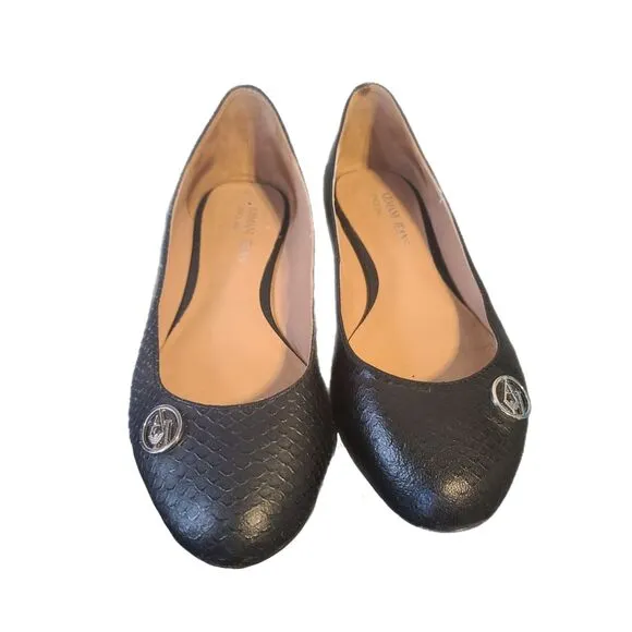 Armani | Ballerine Black Leather Snakeskin Ballet Flats w/ Box, EU Size 35, EUC