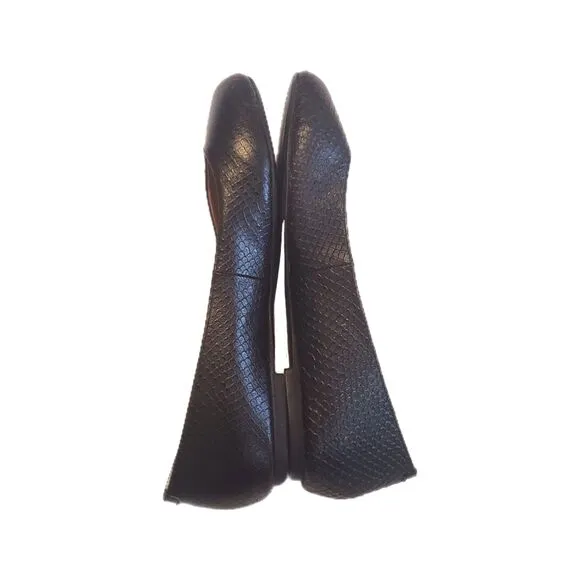 Armani | Ballerine Black Leather Snakeskin Ballet Flats w/ Box, EU Size 35, EUC