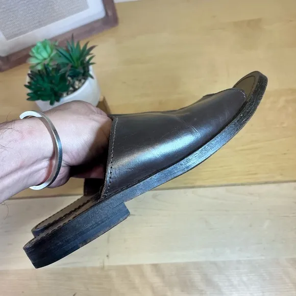 Army Navy | Men's Brown Leather Slide Sandals Size 8