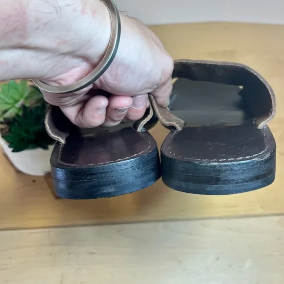 Army Navy | Men's Brown Leather Slide Sandals Size 8
