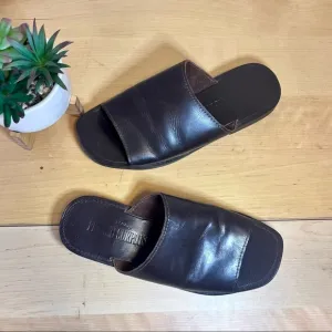 Army Navy | Men's Brown Leather Slide Sandals Size 8