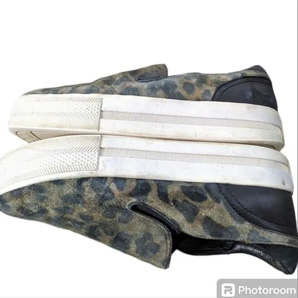 ASH Leather Suede Animal Print Platform Slip On Sneakers size 40 Unisex