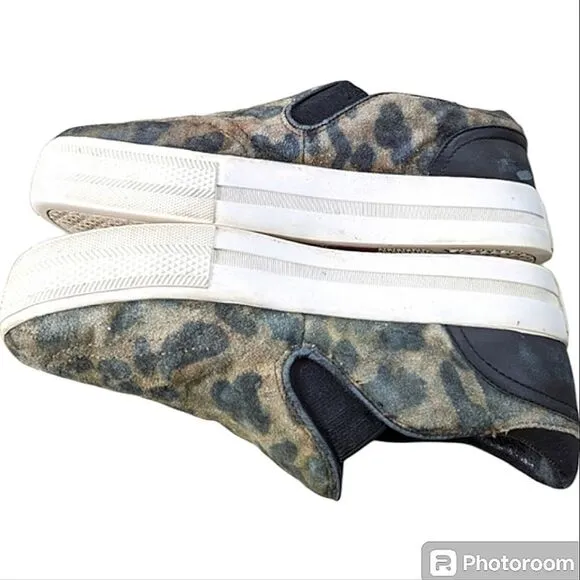 ASH Leather Suede Animal Print Platform Slip On Sneakers size 40 Unisex