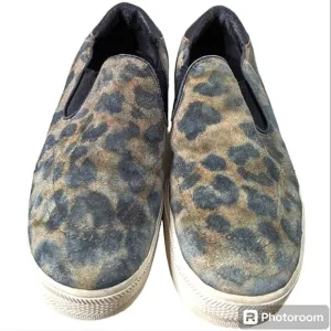 ASH Leather Suede Animal Print Platform Slip On Sneakers size 40 Unisex