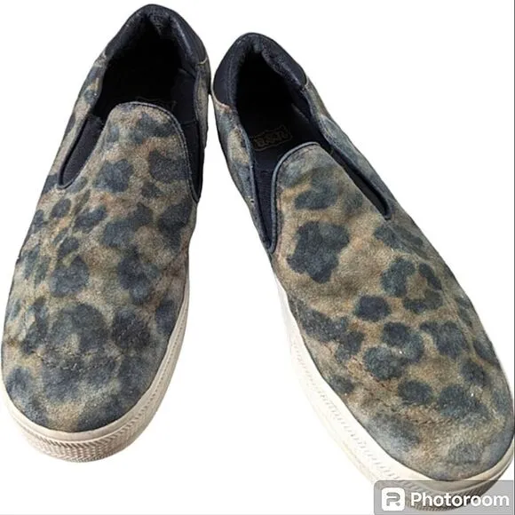 ASH Leather Suede Animal Print Platform Slip On Sneakers size 40 Unisex