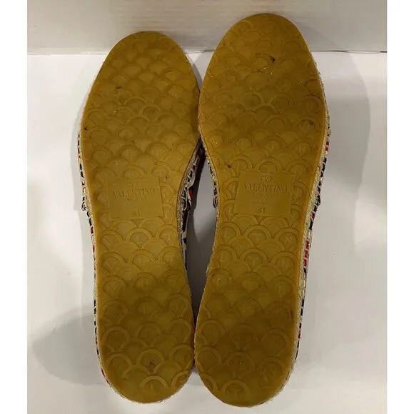 Auth Valentino Garavani Scale Print Espadrille Flat Shoes Slip On Sz 41/US 10