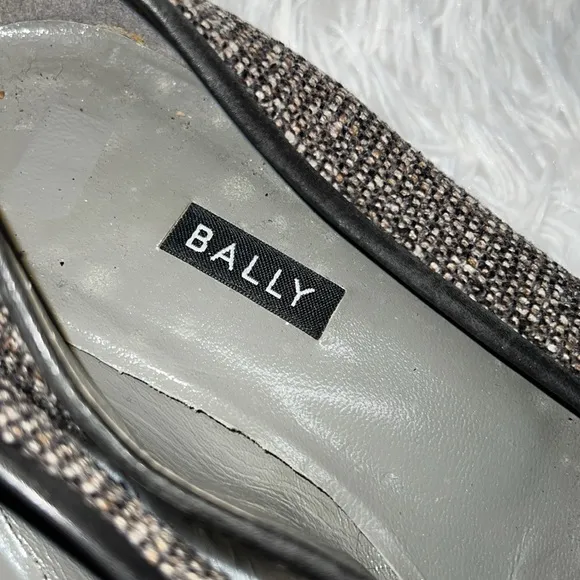 Authentic Bally luxury designer Women’s tweed textured leather loafers shoes 8