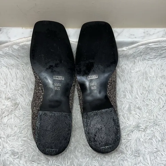 Authentic Bally luxury designer Women’s tweed textured leather loafers shoes 8