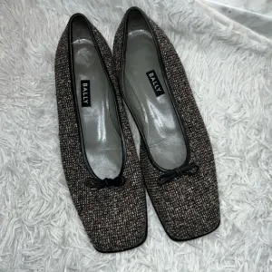 Authentic Bally luxury designer Women’s tweed textured leather loafers shoes 8