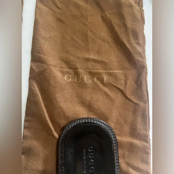 Authentic Vintage Gucci Men’s Size 10.5 Leather Side Sandals With Dust Bags