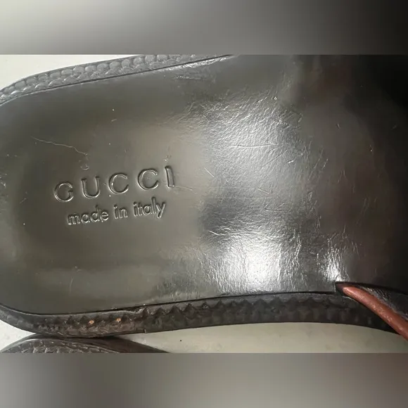 Authentic Vintage Gucci Men’s Size 10.5 Leather Side Sandals With Dust Bags