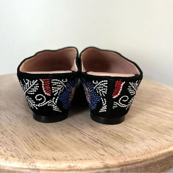 Avec Le Filles Bella Embroidered Low Wedge Mules Slip On NWOB